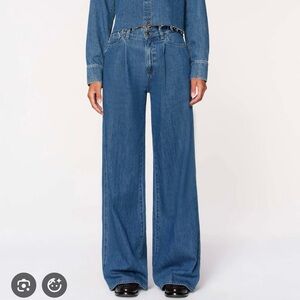 DL1961 Isabel Wide Leg Jeans 32” Mid Rise North Beach Wash Sz 25